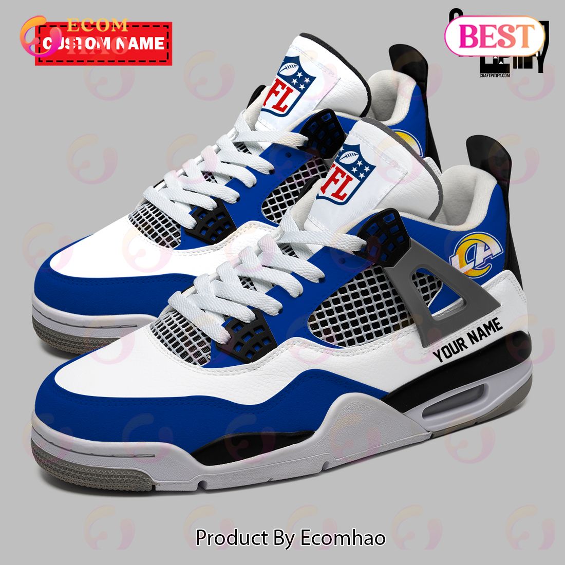 NFL Washington Commanders Air Jordan 4 Sneaker Custom Name - Ecomhao Store