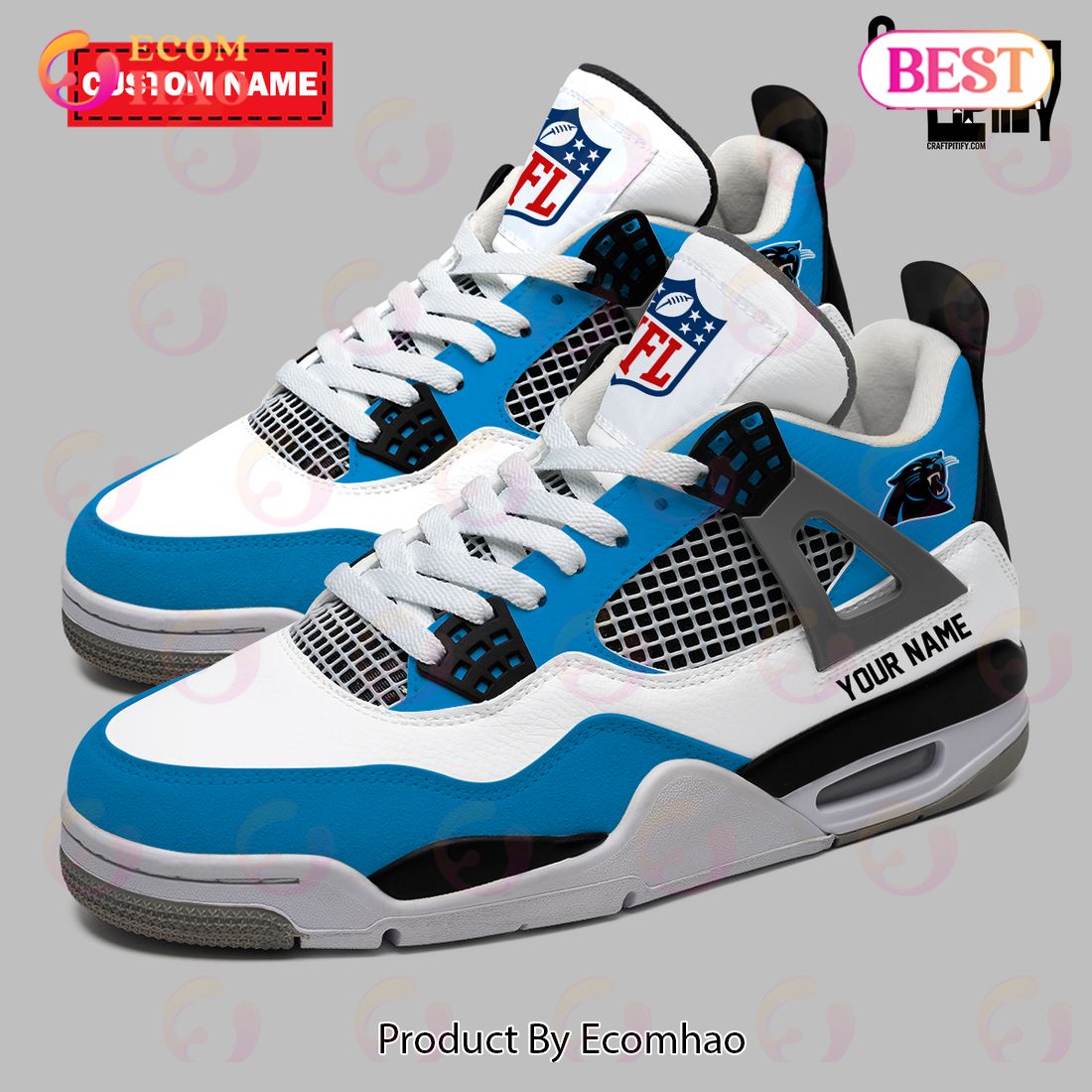 Personalization NFL Carolina Panthers Air Jordan 4