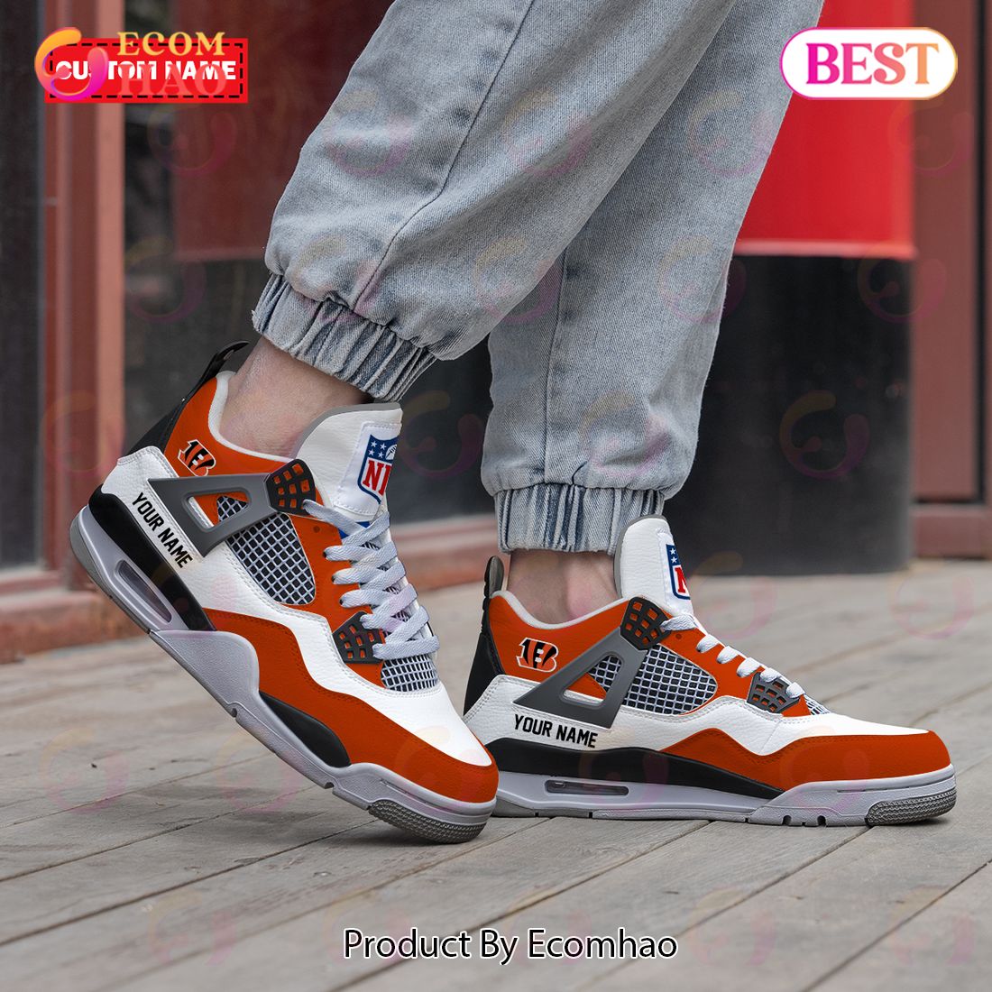 Personalization NFL Cincinnati Bengals Air Jordan 4 - Ecomhao Store