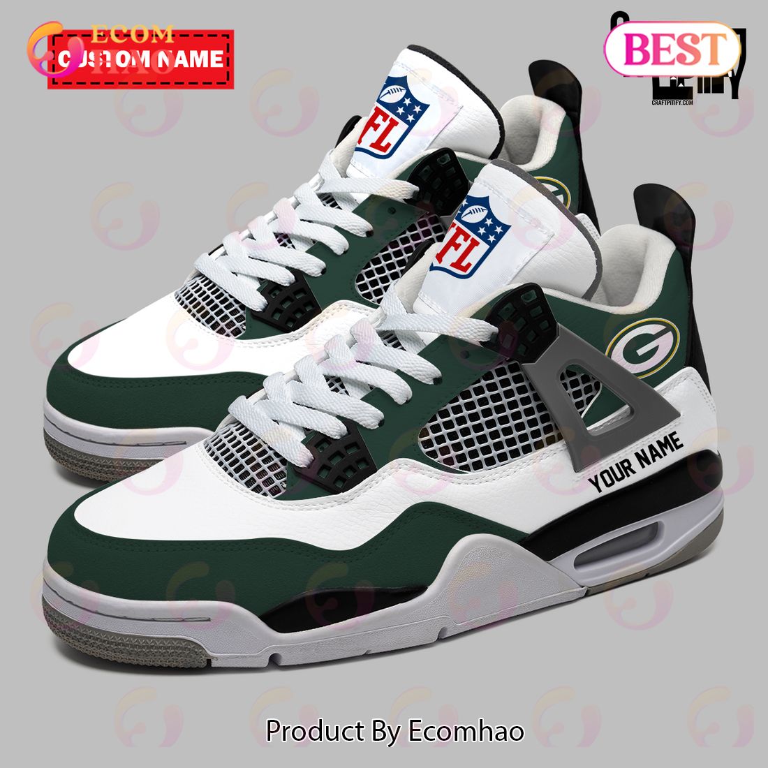 Personalization NFL Green Bay Packers Air Jordan 4