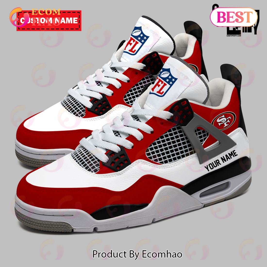 San Francisco 49ers US Flag Pattern Personalized Air Jordan 4 Sneaker,  Custom 49ers Shoes - The Clothes You'll Ever Need