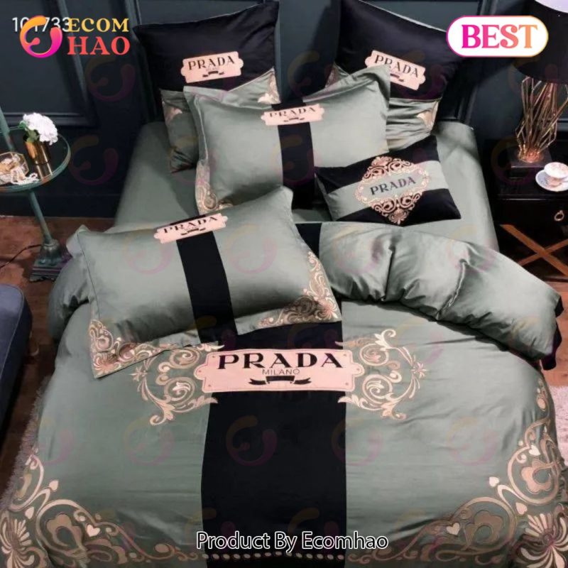 Prada Logo Luxury Brand High End Premium Bedding Set For Bedroom Luxury  Bedspread Duvet Cover Set With Pillowcases Home Decoration - Ecomhao Store