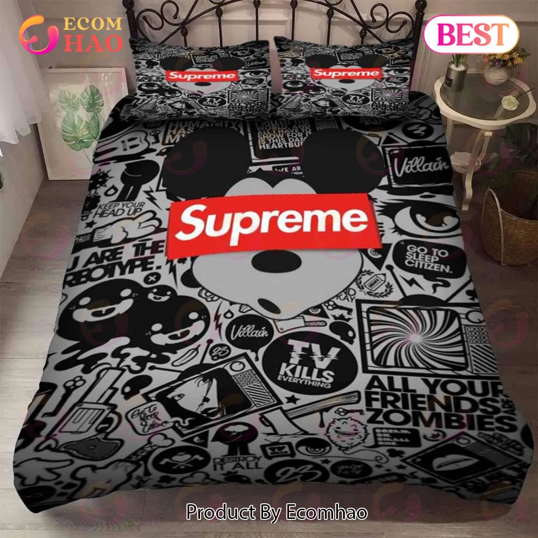Supreme Symbol And Mickey Mouse Quilt Bedding Sets Bedding Sets - Ecomhao  Store