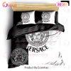 Versace Black And White Full Fashion Logo Luxury Brand Premium Bedding Sets bed Sets Bedroom Sets Comforter Sets Duvet Cover Bedspread
