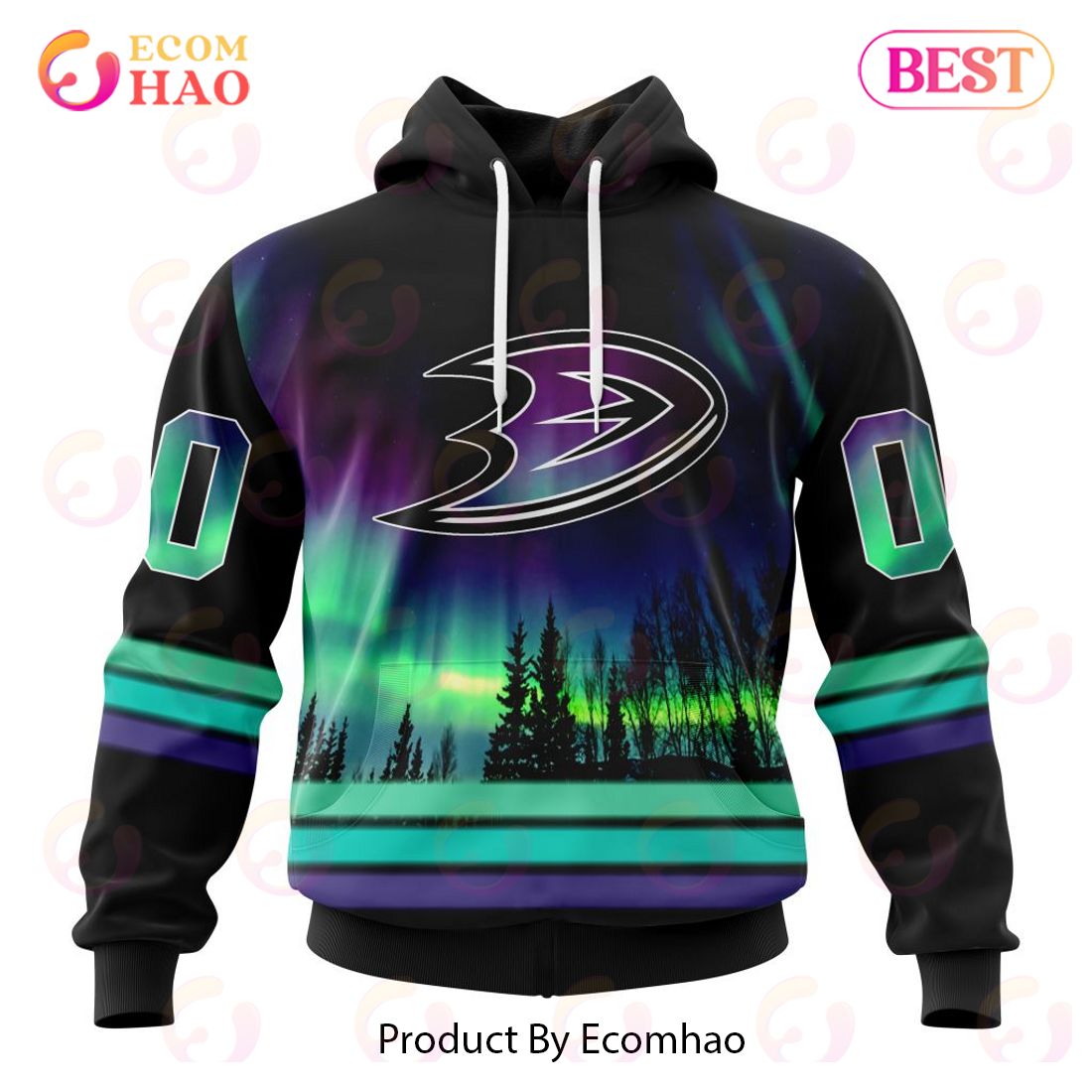 NHL Anaheim Ducks Special Design With Northern Lights 3D Hoodie