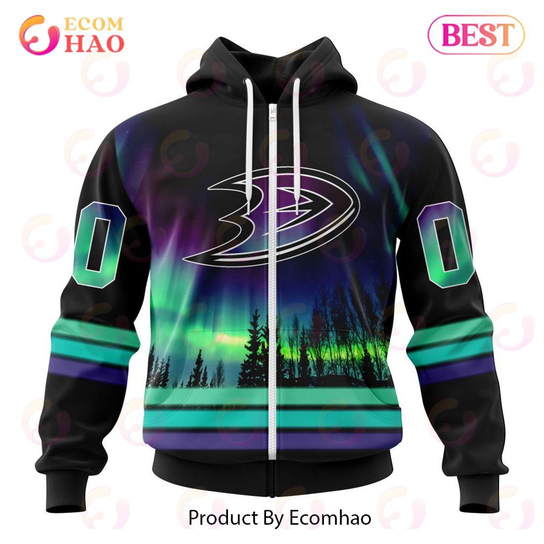 NHL Anaheim Ducks Special Design With Northern Lights 3D Hoodie