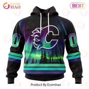 NHL Calgary Flames Special Design With Northern Lights 3D Hoodie