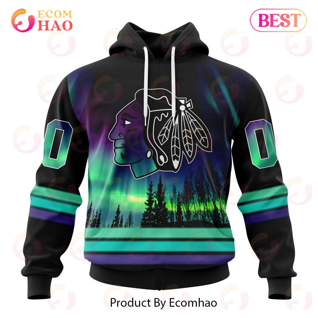 NHL Chicago Blackhawks Special Design With Northern Lights 3D Hoodie