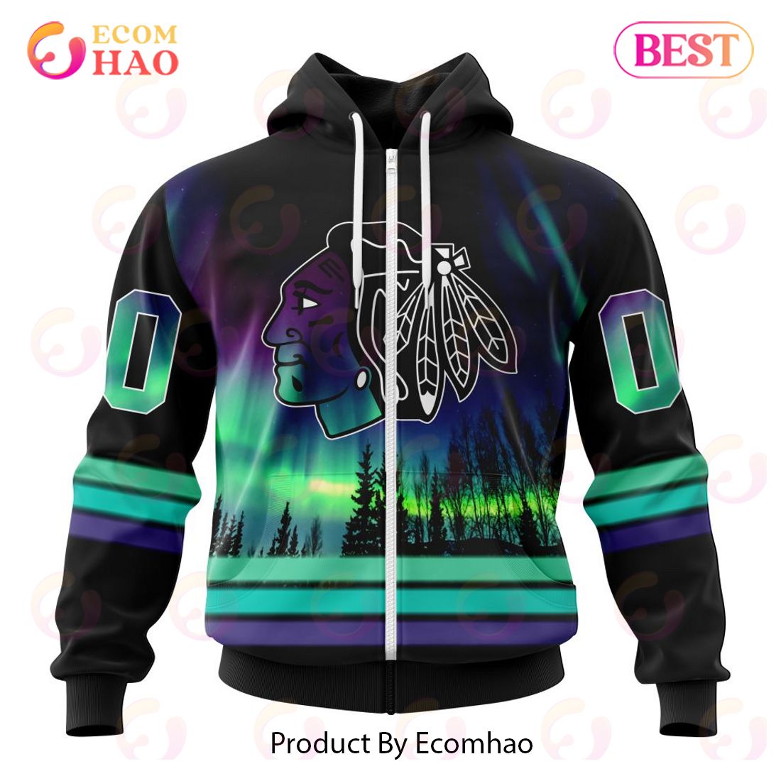 NHL Chicago Blackhawks Special Design With Northern Lights 3D Hoodie