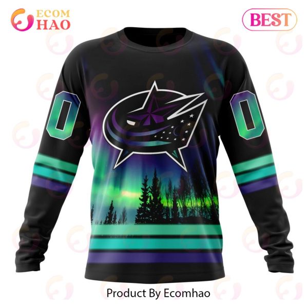 NHL Columbus Blue Jackets Special Design With Northern Lights 3D Hoodie