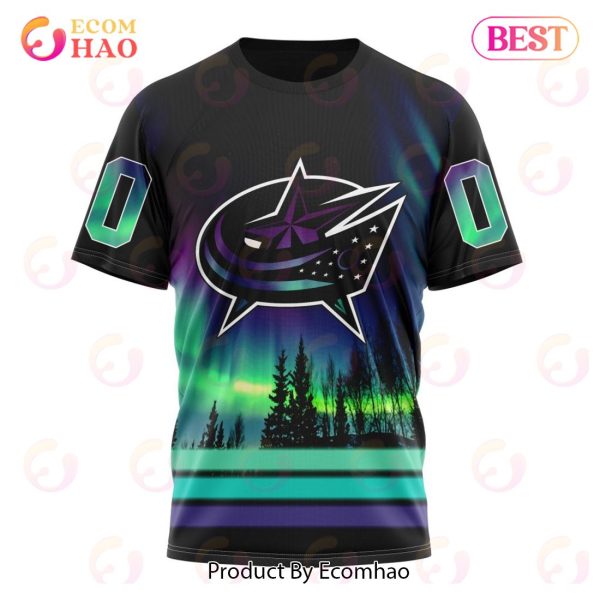 NHL Columbus Blue Jackets Special Design With Northern Lights 3D Hoodie
