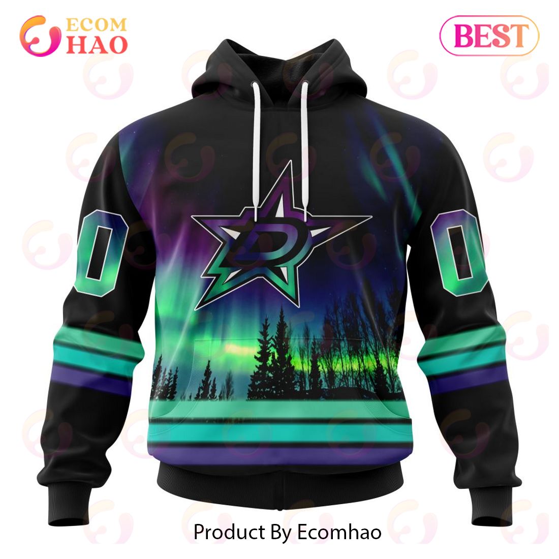 NHL Dallas Stars Special Design With Northern Lights 3D Hoodie