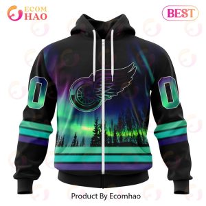 NHL Detroit Red Wings Special Design With Northern Lights 3D Hoodie