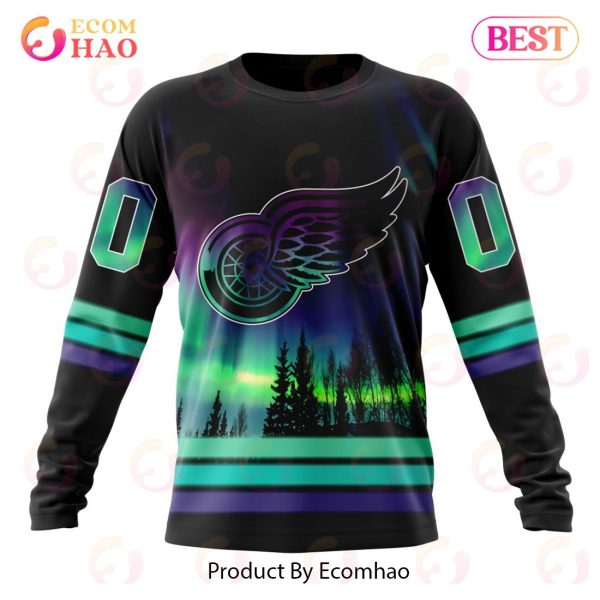 NHL Detroit Red Wings Special Design With Northern Lights 3D Hoodie