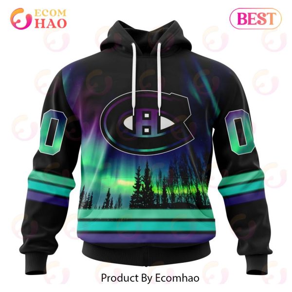 NHL Montreal Canadiens Special Design With Northern Lights 3D Hoodie