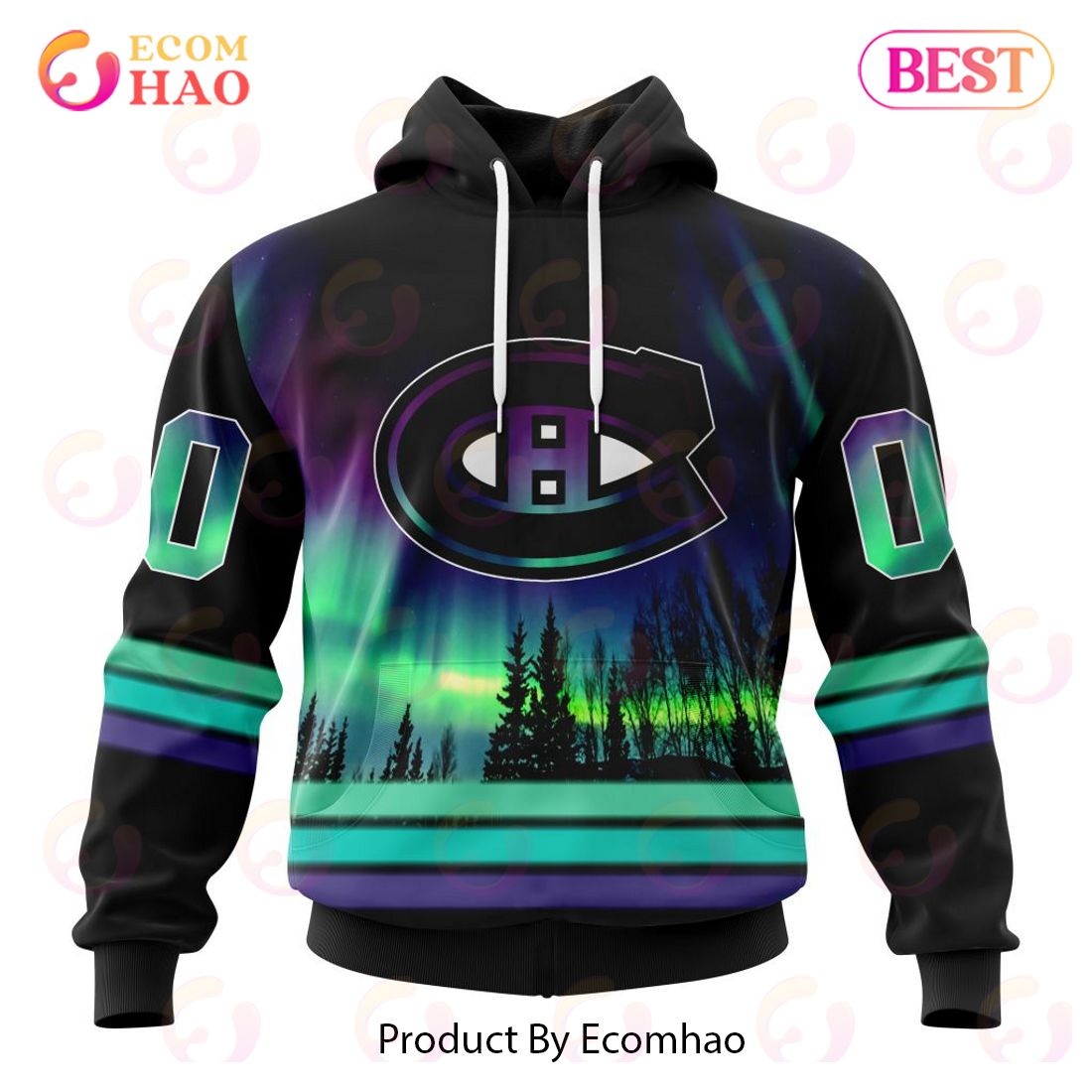 NHL Montreal Canadiens Special Design With Northern Lights 3D Hoodie NHL Montreal Canadiens Special Design With Northern Lights 3D Hoodie