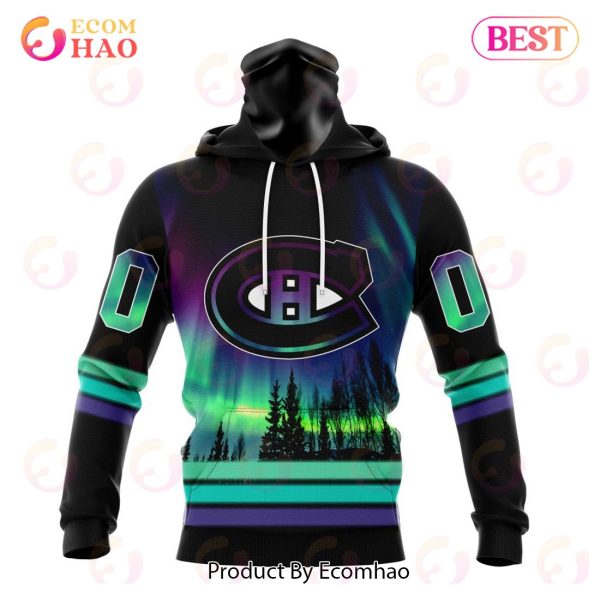 NHL Montreal Canadiens Special Design With Northern Lights 3D Hoodie