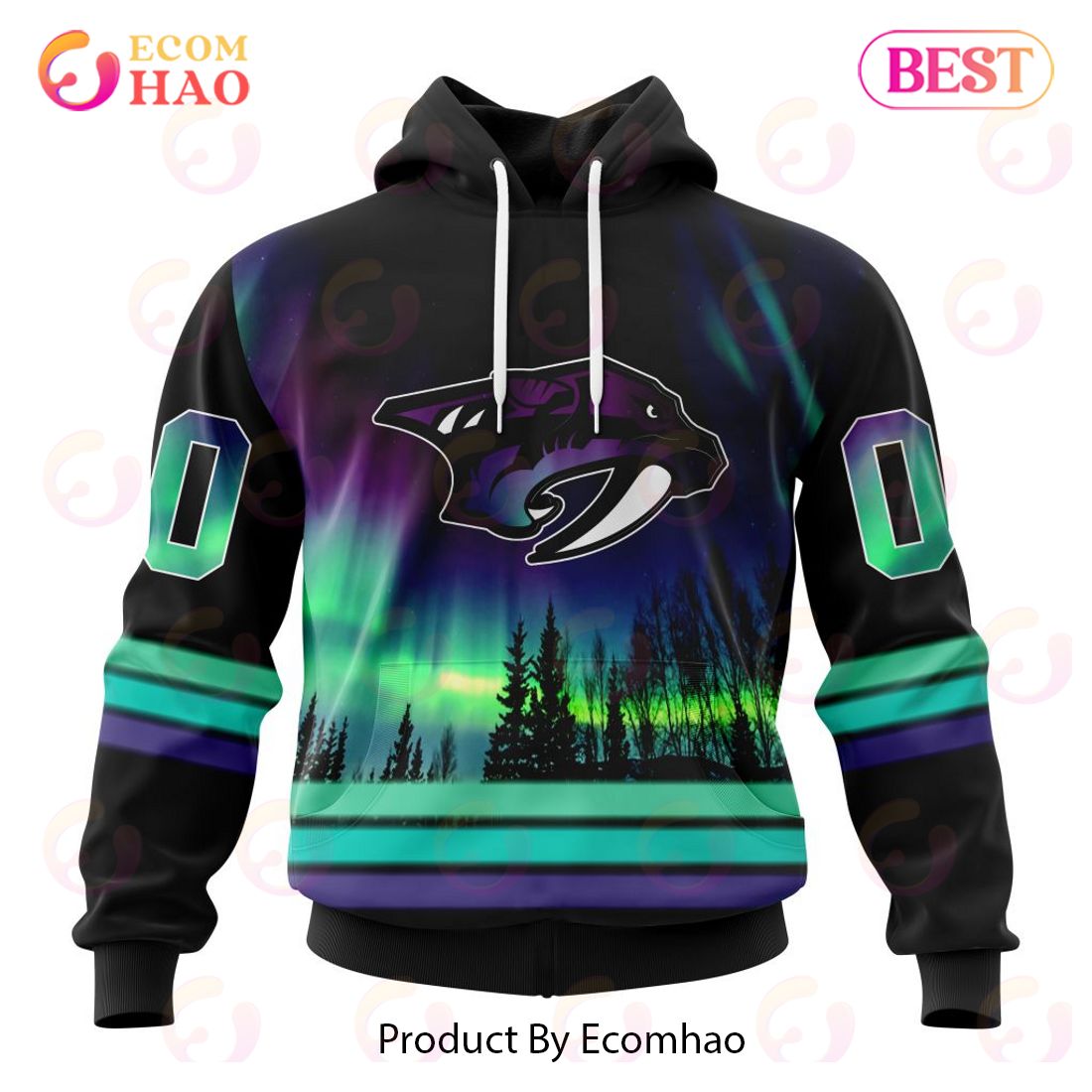 NHL Nashville Predators Special Design With Northern Lights 3D Hoodie NHL Nashville Predators Special Design With Northern Lights 3D Hoodie