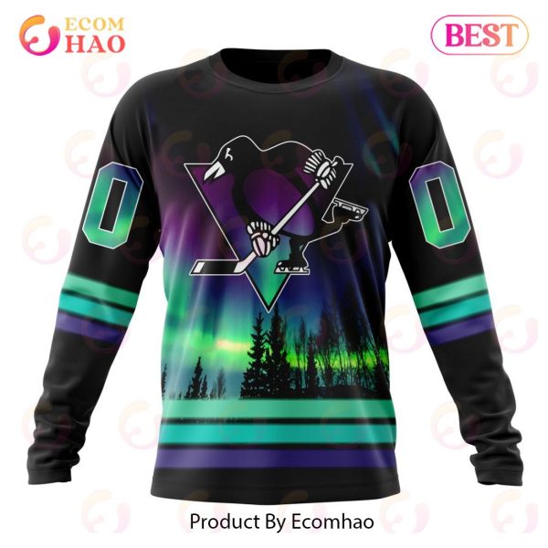 NHL Pittsburgh Penguins Special Design With Northern Lights 3D Hoodie