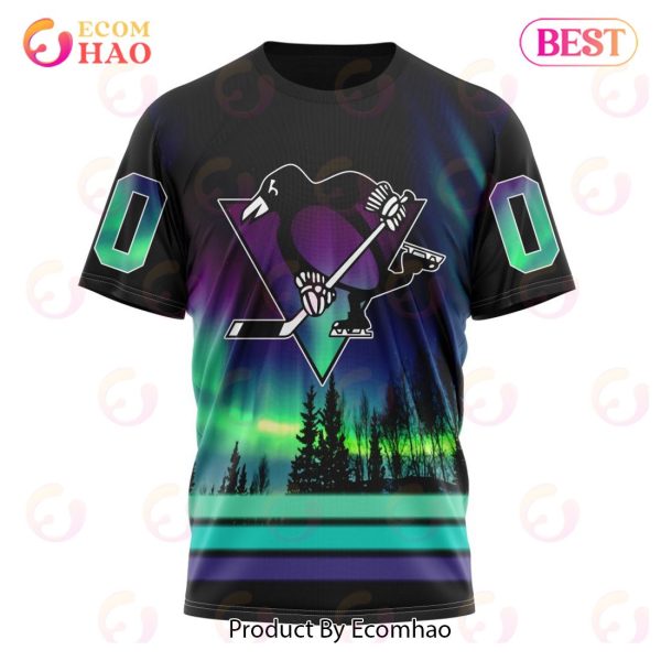 NHL Pittsburgh Penguins Special Design With Northern Lights 3D Hoodie