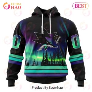 NHL San Jose Sharks Special Design With Northern Lights 3D Hoodie