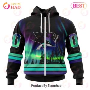 NHL San Jose Sharks Special Design With Northern Lights 3D Hoodie