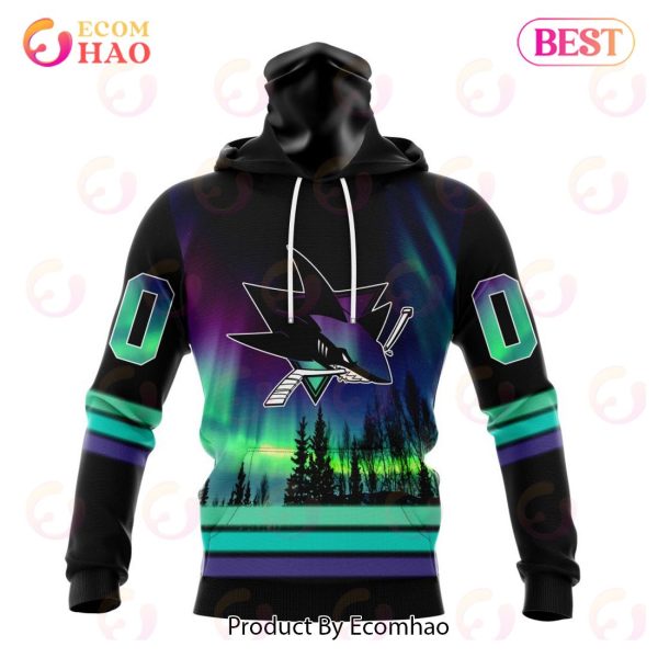 NHL San Jose Sharks Special Design With Northern Lights 3D Hoodie