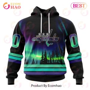 NHL Washington Capitals Special Design With Northern Lights 3D Hoodie
