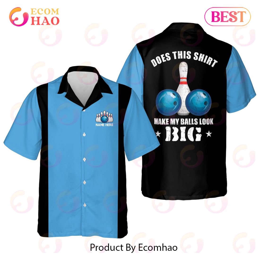 Maxcorners Retro Vintage Bowling Personalized Name Hawaiian Shirt