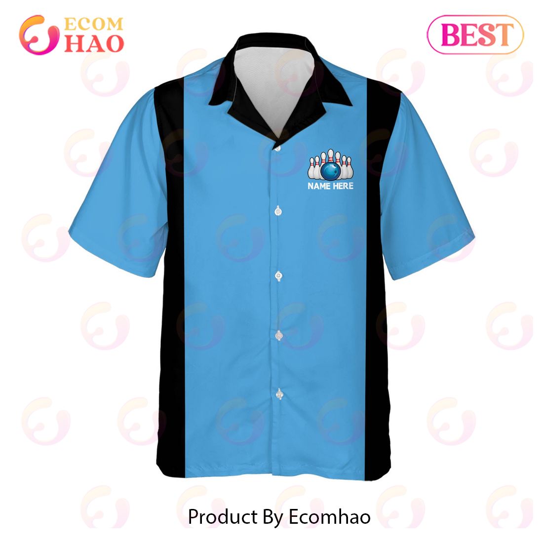 Maxcorners Retro Vintage Bowling Personalized Name Hawaiian Shirt