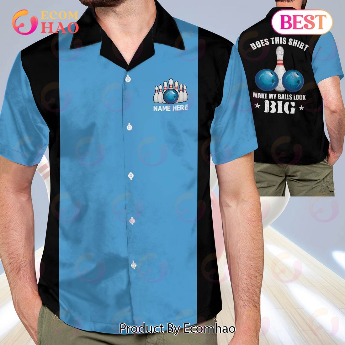Maxcorners Retro Vintage Bowling Personalized Name Hawaiian Shirt