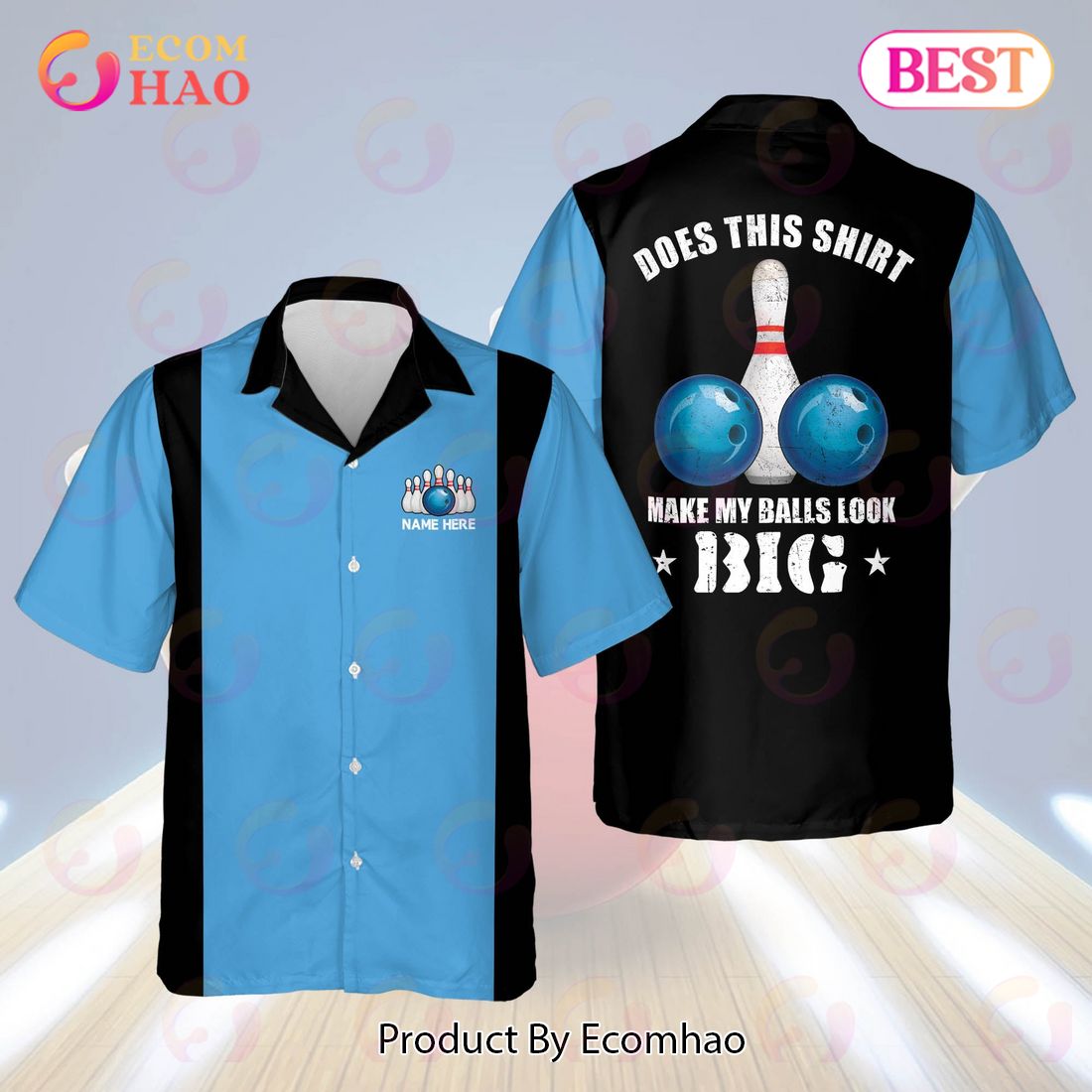 Maxcorners Retro Vintage Bowling Personalized Name Hawaiian Shirt