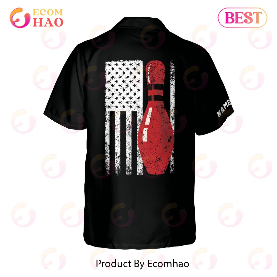 Maxcorners Retro Vintage Bowling Personalized Name Hawaiian Shirts