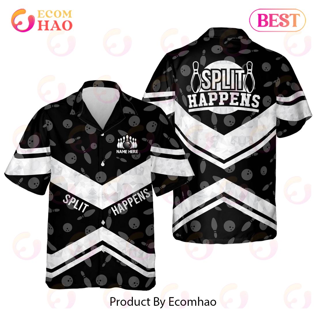 Maxcorners Split Happens Personalized Name Hawaiian Shirt