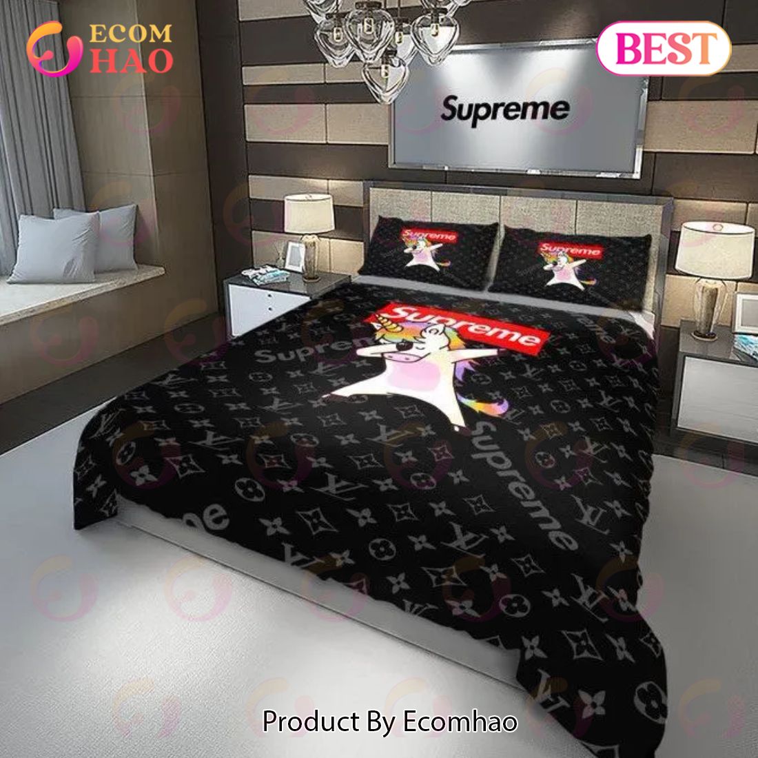 Louis Vuitton Supreme Red Bedding Sets Bedroom Sets, Bed Sheets Twin, Full,  Queen, King Size