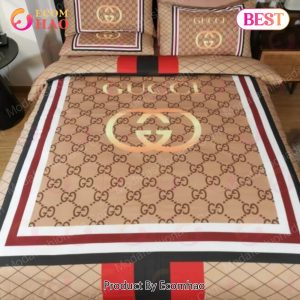 Luxury Gucci Logo Fashion Luxury Brand Model 26 Bedding Set Home Decoration