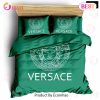 Versace Green Fashion Logo Luxury Brand Premium Bedding Sets Bedroom Decor Thanksgiving Decorations For Home