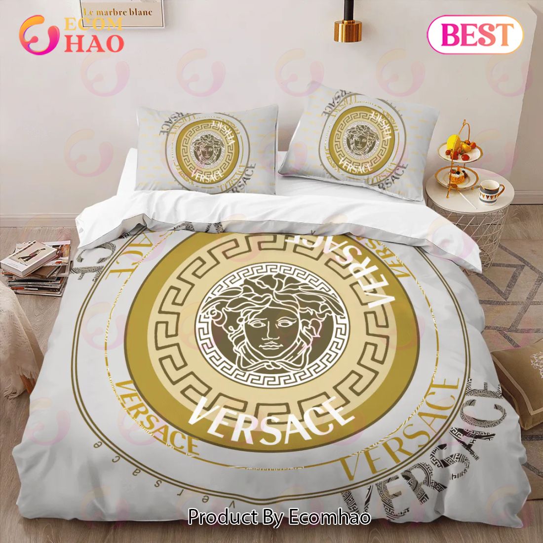 Versace New Logo Limited Edition Luxury Brand High-End Bedding Sets Lv Bedroom Decor Thanksgiving Decorations For Home Best Luxury Bed Sets Luxury Items