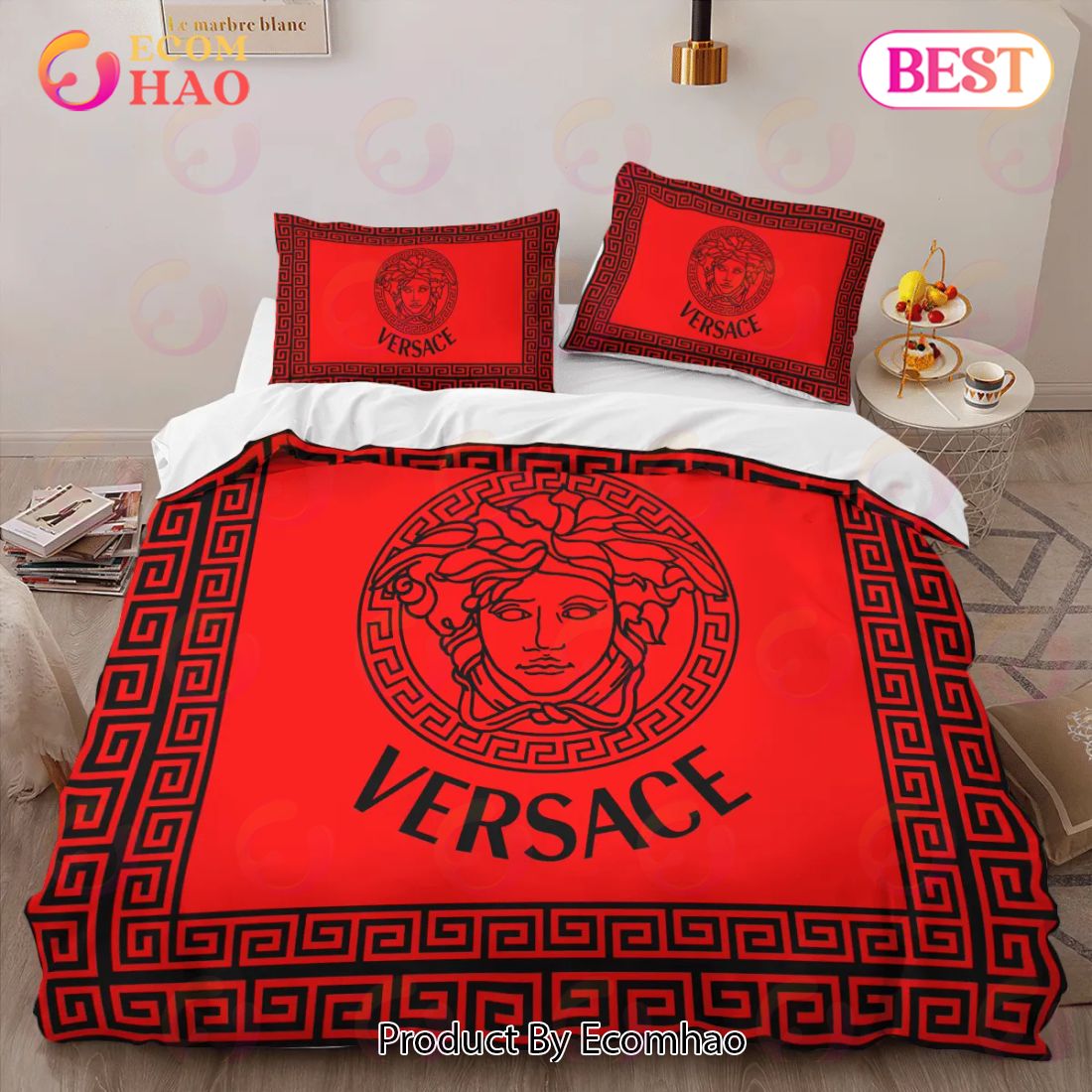 Versace Red Logo Limited Edition Luxury Brand High-End Bedding Sets Lv  Bedroom Decor Thanksgiving Decorations For Home Best Luxury Bed Sets -  Ecomhao Store