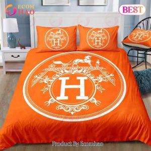 Hermes Orange New Luxury Fashion Brand Bedding Sets Bedspread Duvet Cover Set Best Luxury Bed Sets
