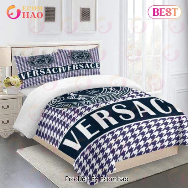 Hot Caro Versace Logo Luxury Brand High End Premium Bedding Set For Bedroom Luxury Bedspread Duvet Cover Set With Pillowcases Home Decoration
