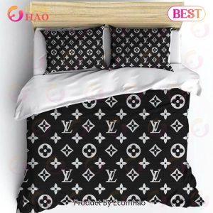 Louis Vuiton Black Luxury Fashion Brand Bedding Sets