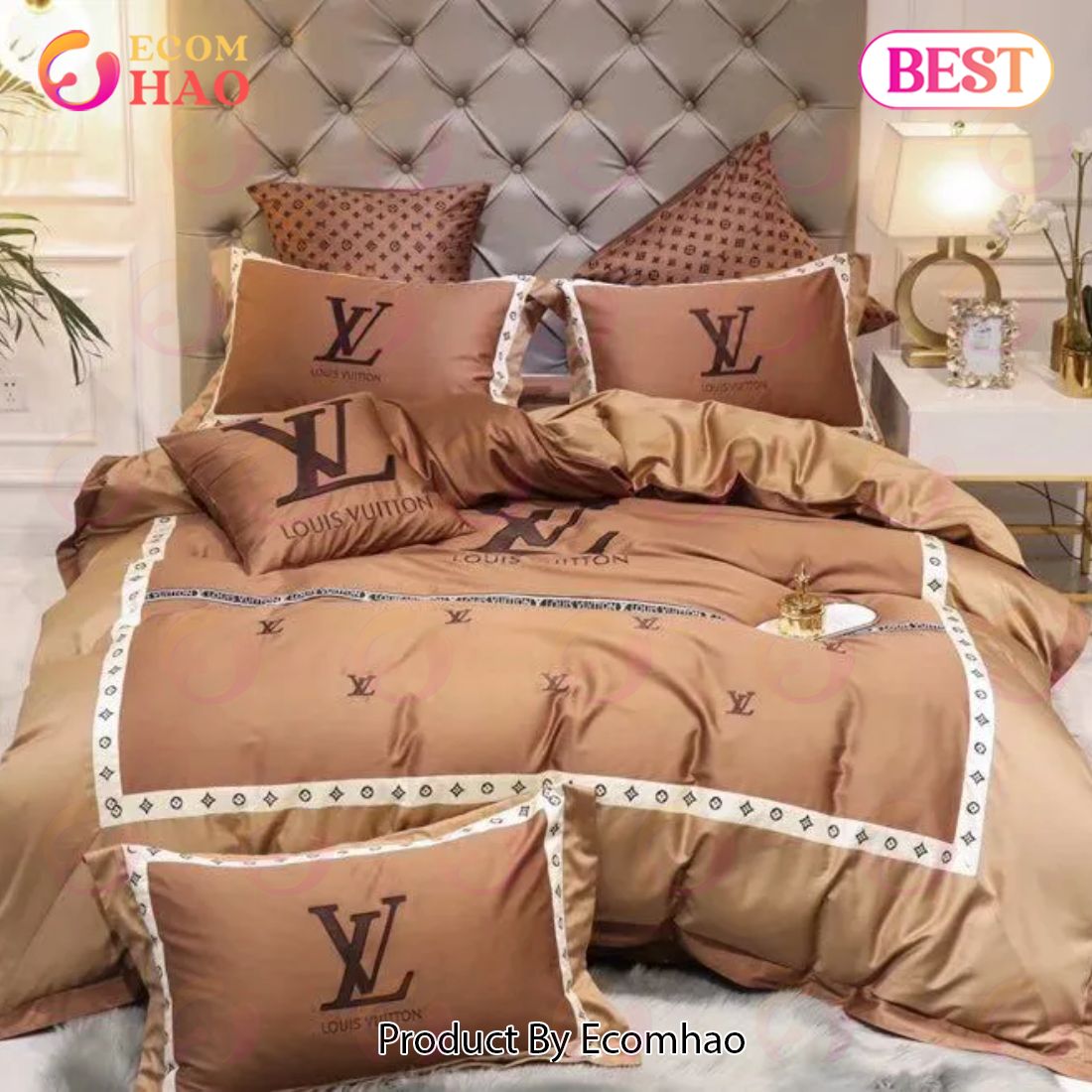 Louis Vuitton Comforter Set Brown And Beige Duvet Cover Bedding Sets -  Ecomhao Store