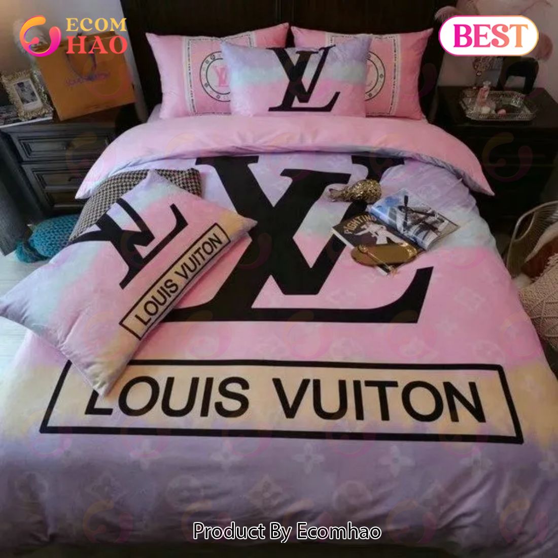 Luxury Louis Vuitton x Supreme Black Monogram Bedding Set - REVER LAVIE