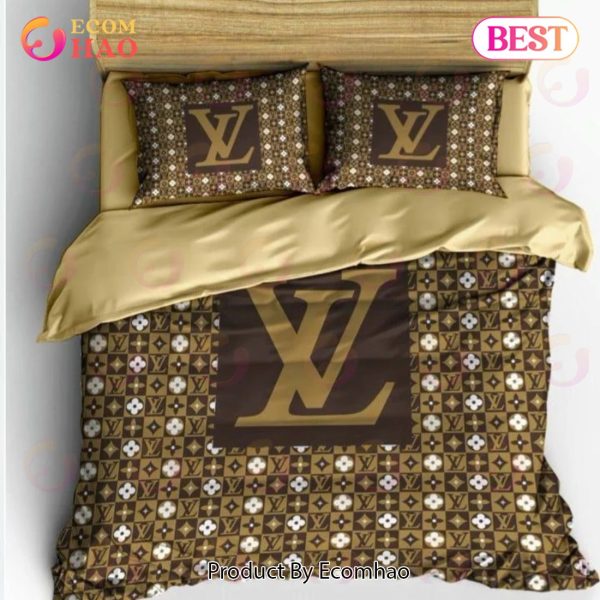 Comforter Sets Striped Beige Logo Full Louis Vuitton Bedding Set Ecomhao Store 2044