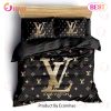 Louis Vuitton Black Gold Luxury Brand High-End Bedding Set Lv Home Decorations Bedding Sets