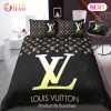 Louis Vuitton Black New Hot Logo Luxury Brand High-End Bedding Sets Bedroom Decor Thanksgiving Decorations For Home Best Luxury Bed Sets