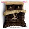 Louis Vuitton Brown Luxury Brand High-End Bedding Sets Lv Bedroom Decor Thanksgiving Decorations For Home Best Luxury Bed Sets