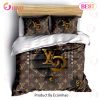 Louis Vuitton Brown Luxury Brand High-End Bedding Sets Lv Bedroom Decor Thanksgiving Decorations For Home Best Luxury Bed Sets