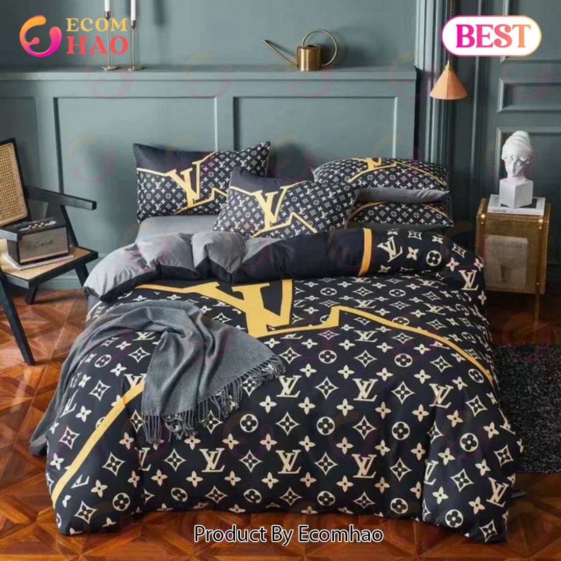 Louis Vuitton Supreme Rabbit Luxury Brand Bedding Set Bedspread